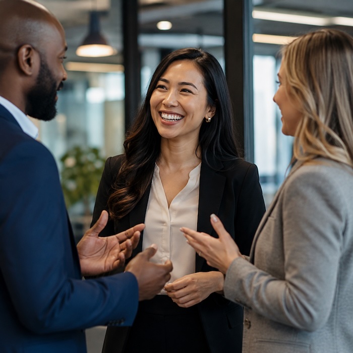 Professionals networking together.